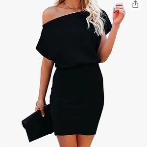 Women's Off The Shoulder Short Sleeve Ribbed Casual Party Bodycon Midi Dress